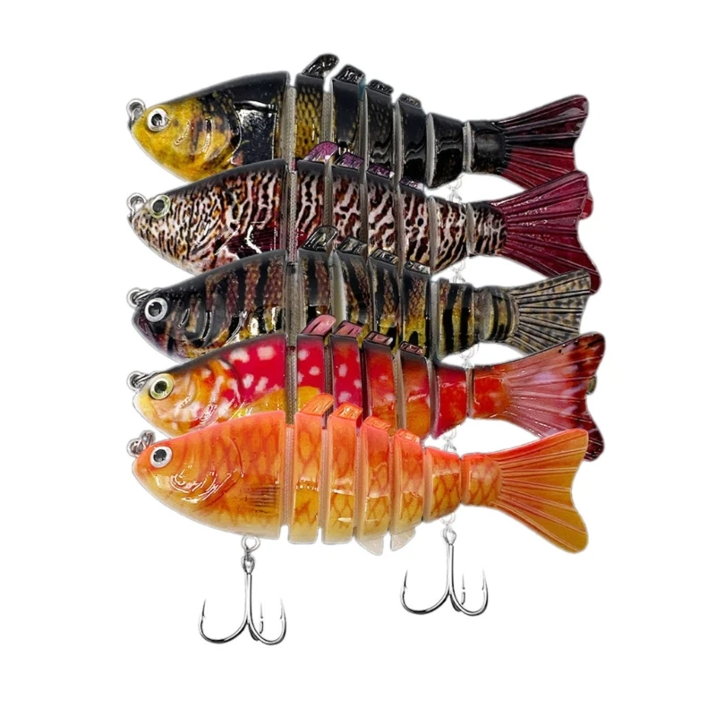 

5 шт. мульти шарнирные приманки для плавания, медленно тонущие приманки для плавания, рыболовные крючки, пресноводные и соленые