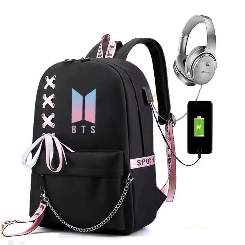 BTS компьютер большой емкости для отдыха из ткани Оксфорд рюкзак школьный стиль