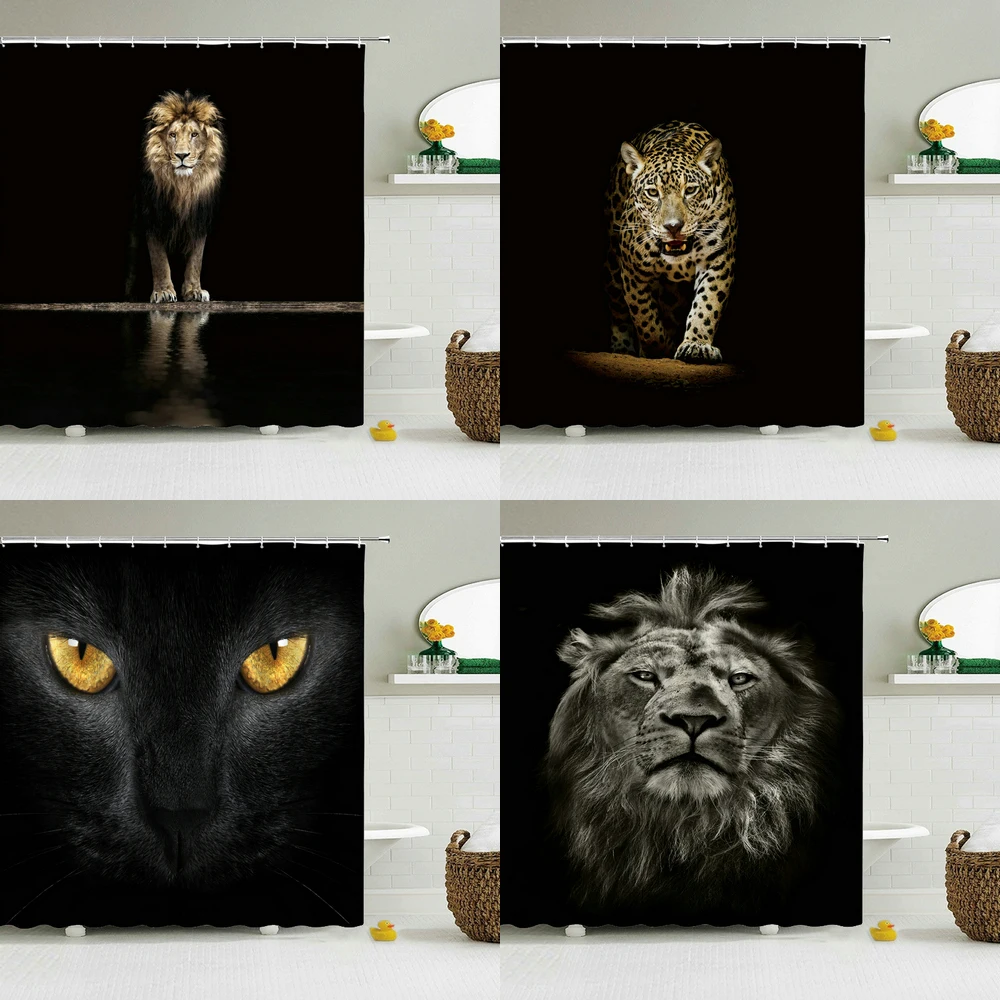 

Кортины для ванной 3d с изображением животных, уплотненные, непроницаемые, с ганьчо, Леоном, Тигре, Гато, слоном