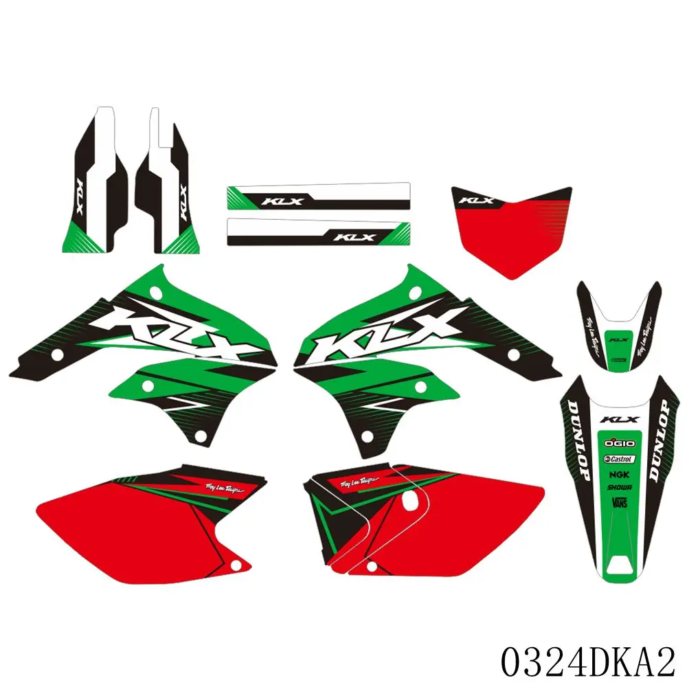 

For KAWASAKI KLX 450 KLX450 2007-2020 Full Graphics Decals Stickers Motorcycle Background Custom Number Name
