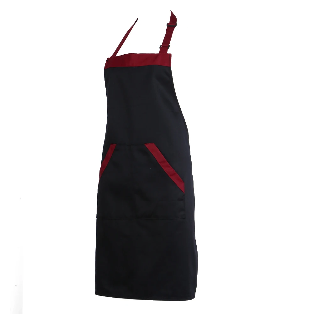 

2 Pockets Bib Apron Waterproof Oilproof Red Chef Cook Tool Home Kitchen Sanitary Food Drink Making Apron for Woman