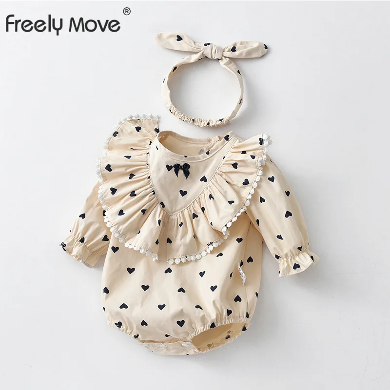 

Freely Move 2022 New Newborn Infant Kids Baby Girls Boys Autumn Causal Bodysuits Ruffles Long Sleeve Printing Jumpsuits Outfit