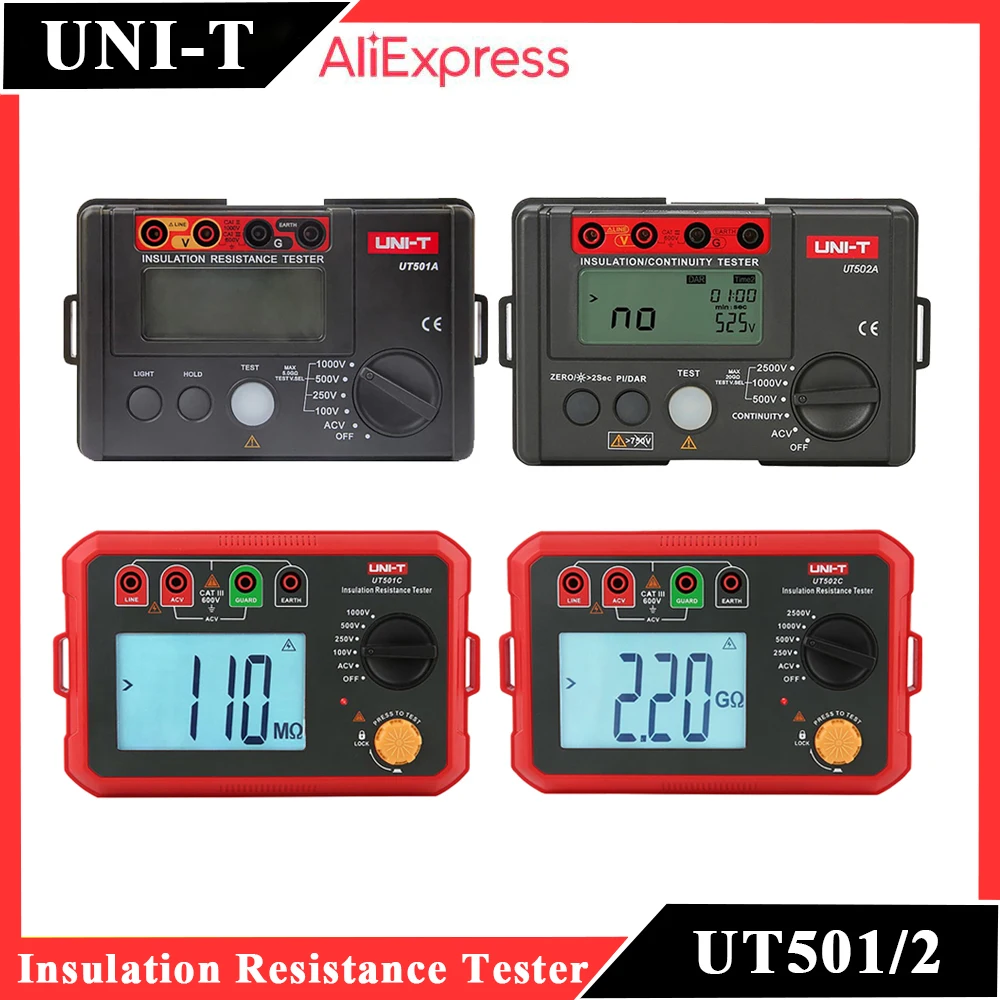 

UNI-T UT501 UT502 1000V 2500V Megger Digital Earth Ground Insulation Resistance Tester Professional Megohmmeter Ohm Meter