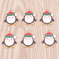 10pcs cartoon animal charms for jewelry making cute christmas penguin pendants charms for diy xmas earrings necklaces craft gift