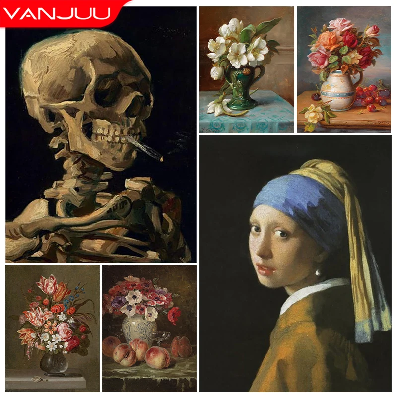

Famous Painter Painting 5D Diamond Painting Flower Diamond Embroidery Painting DIY Cross Stitch Famous Painting Home Decor Gift
