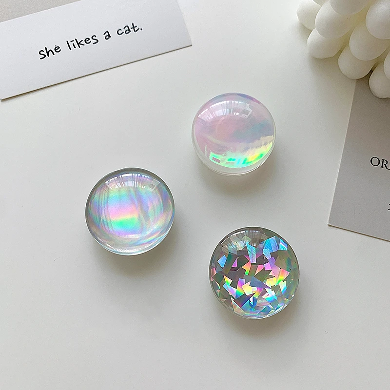 

Glitter Stand Colorful Laser Popular Mobile Phone Finger Ring Grip Folding Holder For IPhone 13 Samsung Stretch Crystal Bracket