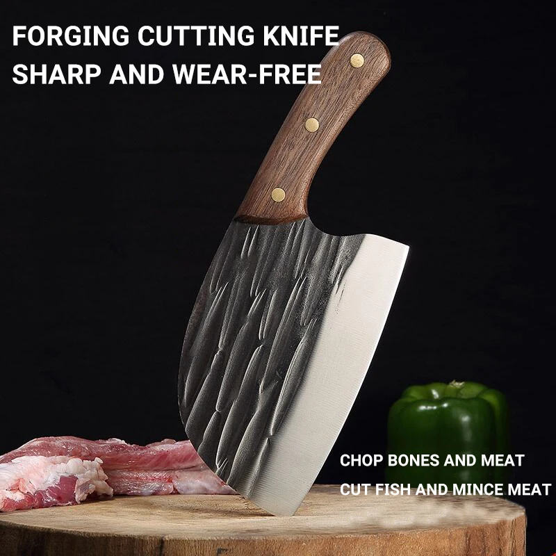 

Forged Butcher Knife Full Tang Handmade High-carbon Clad Steel Kitchen Knives Cleaver Filleting Slicing Cutter Gift Knife Cover