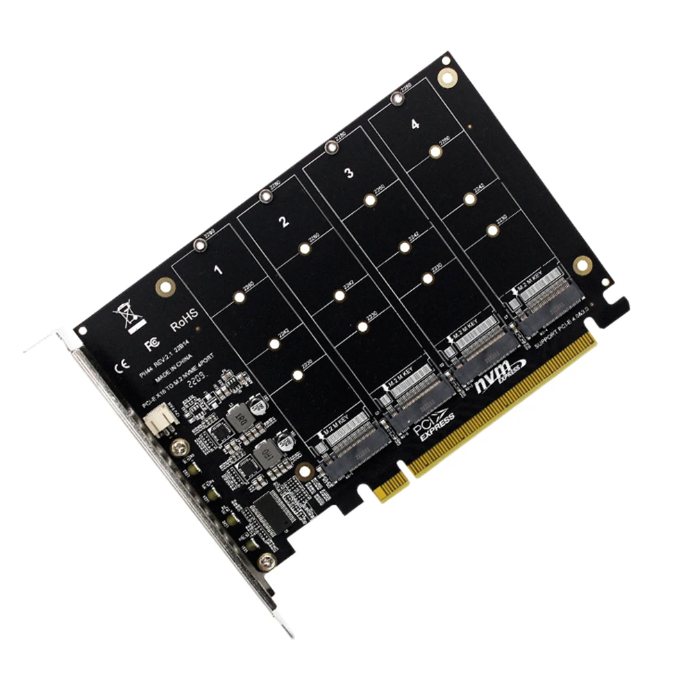 4-портовый твердотельный накопитель M.2 NVME для считывателя PCIE X16 карта расширения