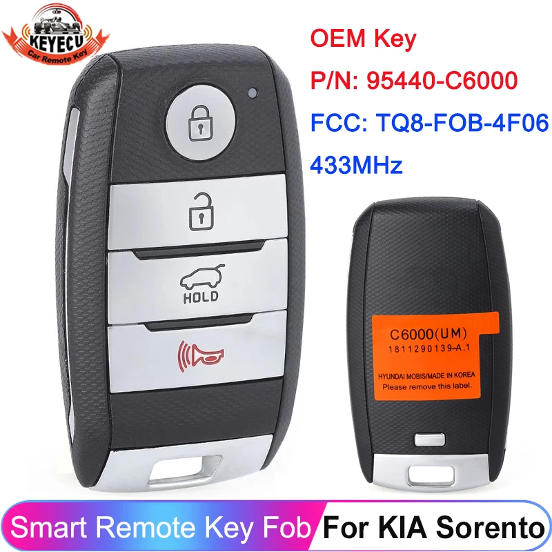 KEYECU 95440-C6000 UMa PE OEM для KIA Sorento 2015 2016 2017 TQ8-FOB-4F06 безключевой Go Smart Remote Key 2018 MHz ID47 Chip -