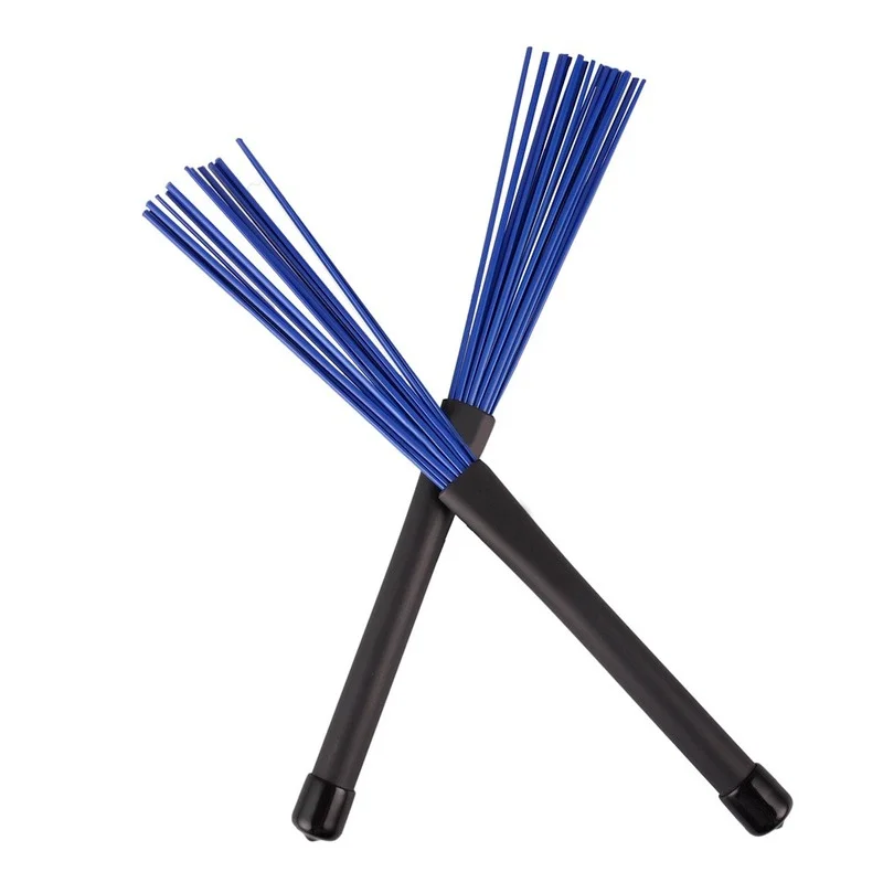 

1 pair Drum Brush length 32cm retractable black rubber handle design nylon brush