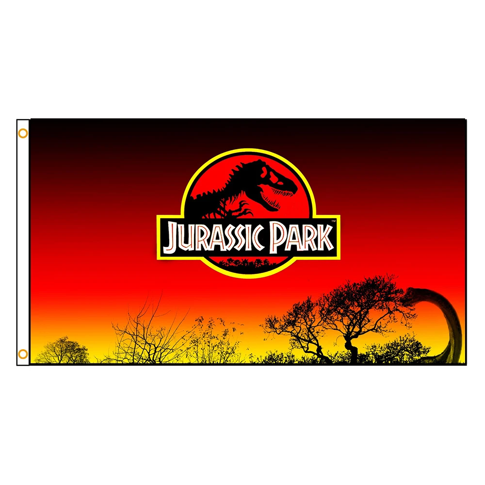 

90x150cm Jurassic Park Flag Black Yellow Red Monster For Decoration
