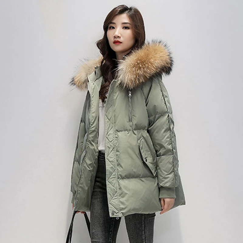 2022 New Thickened Down Jacket Plus Size Women's Winter Bomber Jacket Hooded Wool Collar Cotton Coat Women's Parka Coat