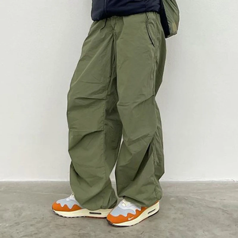 

Casual Baggy Wide Leg Sweatpants White Loose Drawstring Low Waist Streetwear Cargo Pants Womens Hippie Joggers Trousers