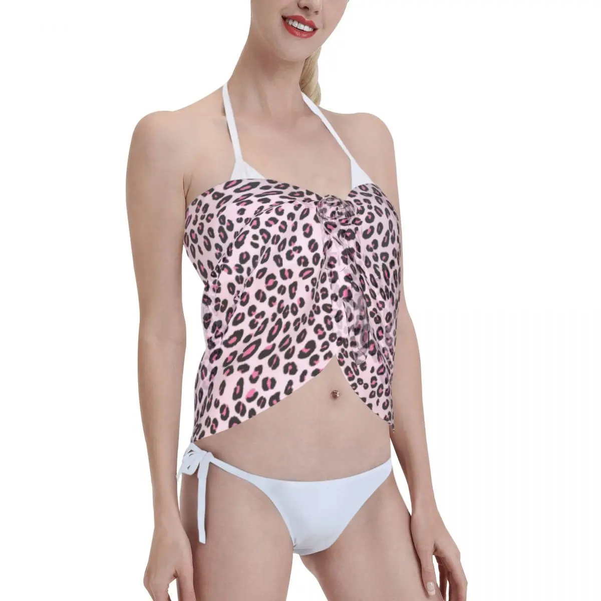 

Sexy Women Cute Leopard Print Polyester Swimwear Pareo Scarf Cover Ups Bikini Beach Cover Ups Beach Short Skirts