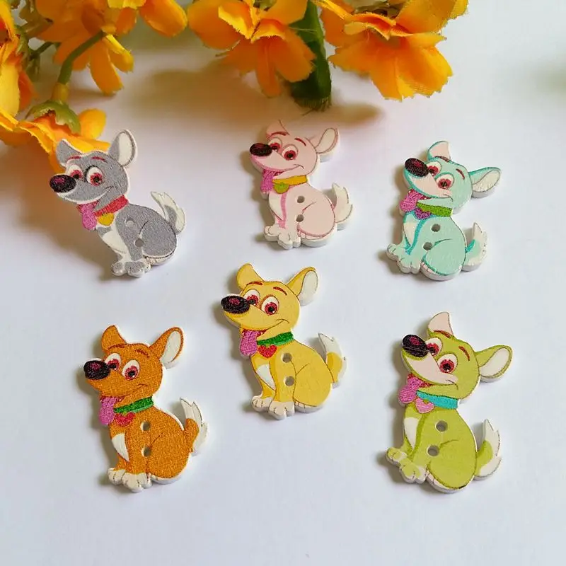 

40 шт., деревянные пуговицы для украшения собак, 22 х37 мм