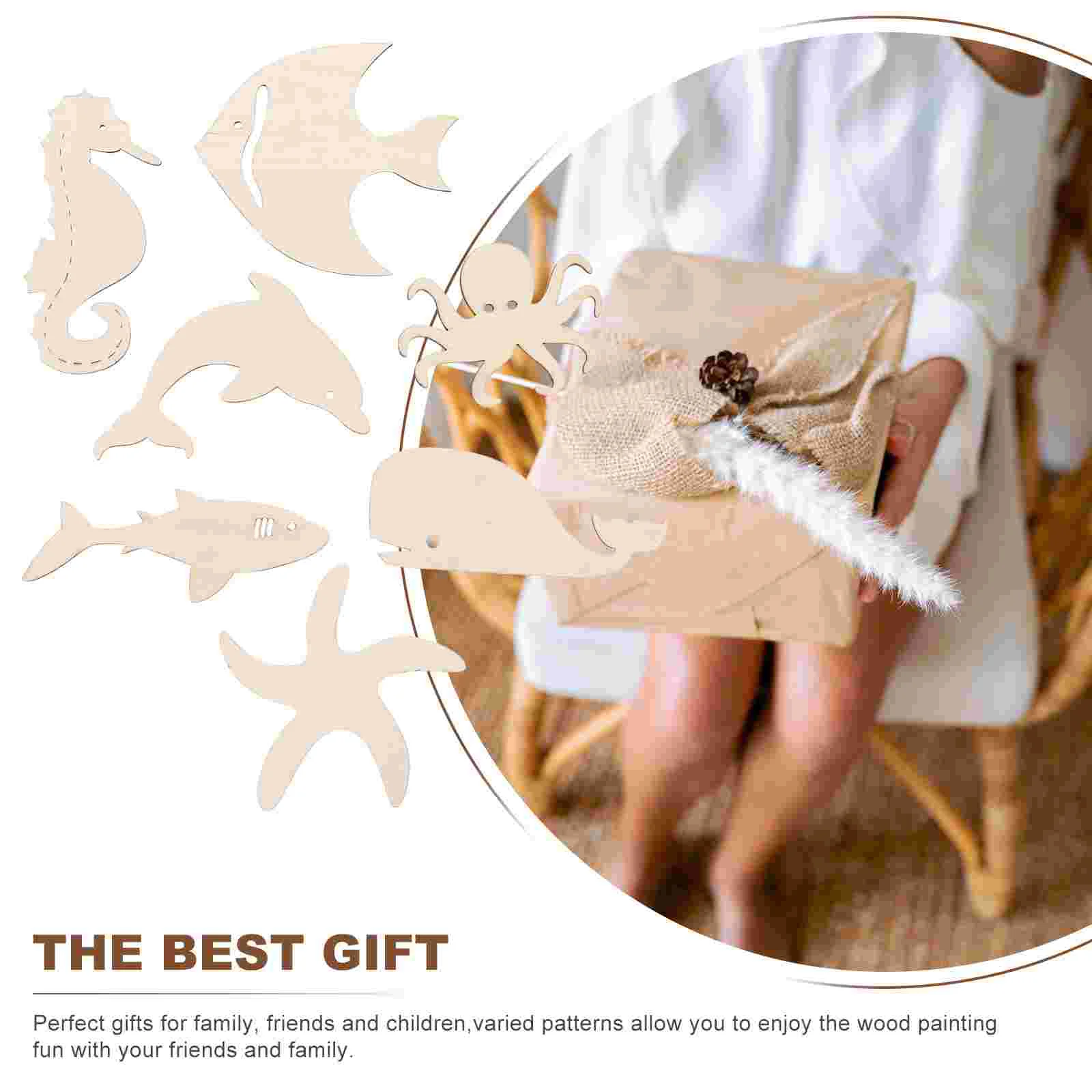 28 шт. Декор животное каракули морские деревянные чипсы океанские животные ломтик