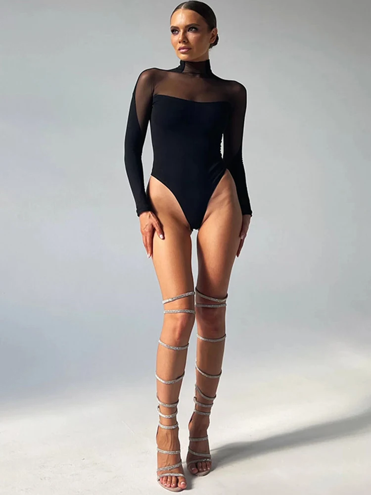 

Y2K Clothing Women See Through Cumslut Bodysuit Mesh Jumpsuit Lingerie Sexy Shapewear Bodysuit Bodices Long Sleeve Fashion Top