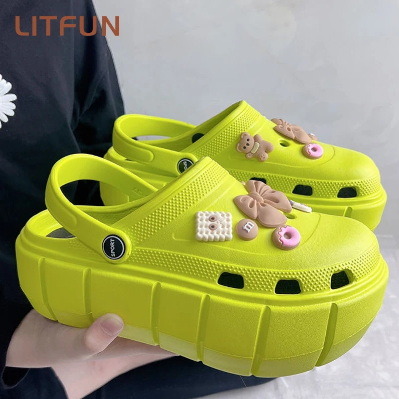 

Litfun Women Outdoor Clogs Slippers Fashion Thick Sole Sandals Summer Female EVA Non-slip Flip Flops Garden Shoes Home Slides