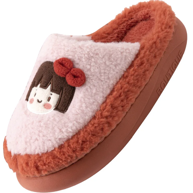 Cotton Slippers Cute Girl Heart Couple Home Warm Slip Thick Bottom Autumn Winter Confinement Student Hair Slippers