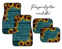teal wood sunflower car mats personalization available c105