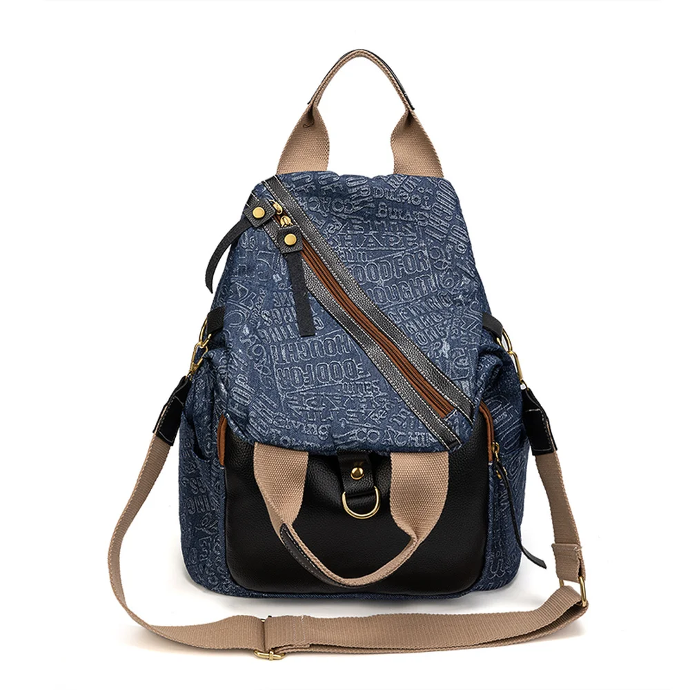 

Fashion Denim Backpack for Women Anti-theft Quality Canvas Shoulder Bag Large Capacity School Bag for Girls Mochila 2022 New