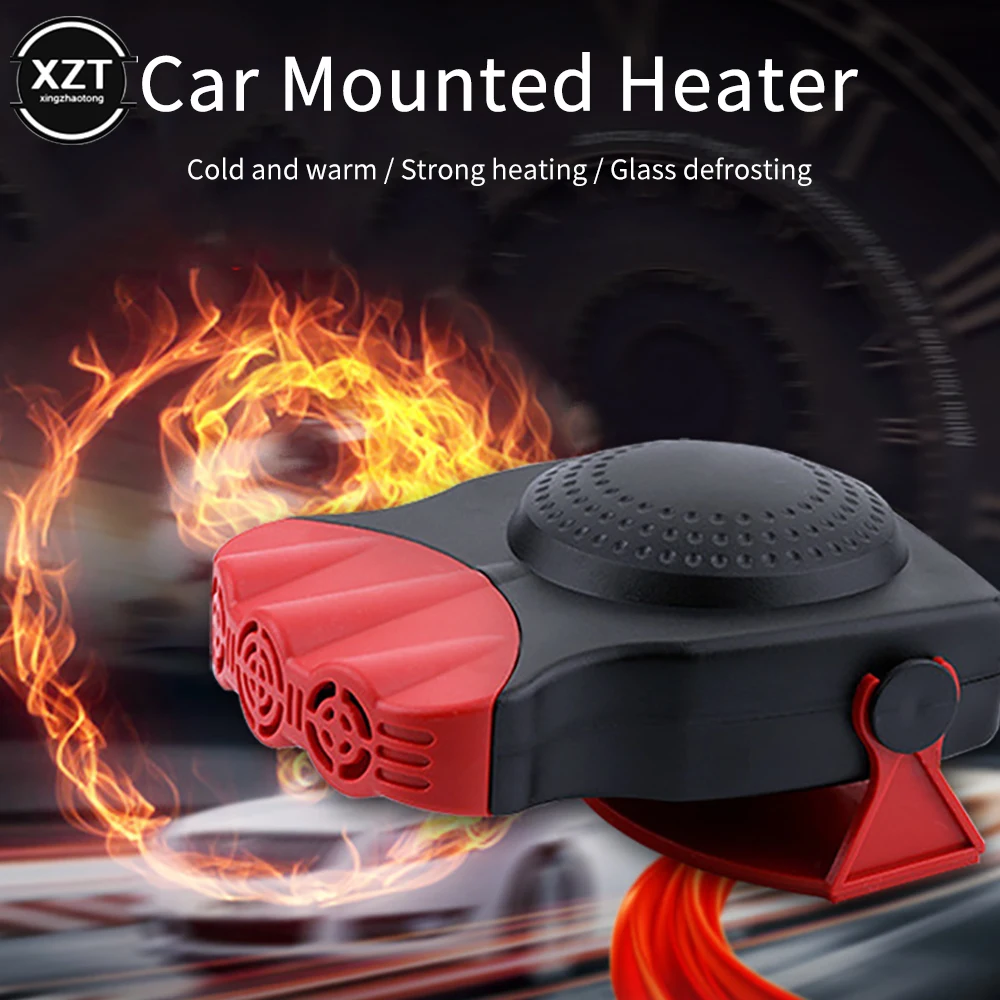 2022 Car Heater 2 In 1 12V 150W Auto Portable Heating Fan With Swing-out Handle Windscreen Defroster Dashboard Driving Demister