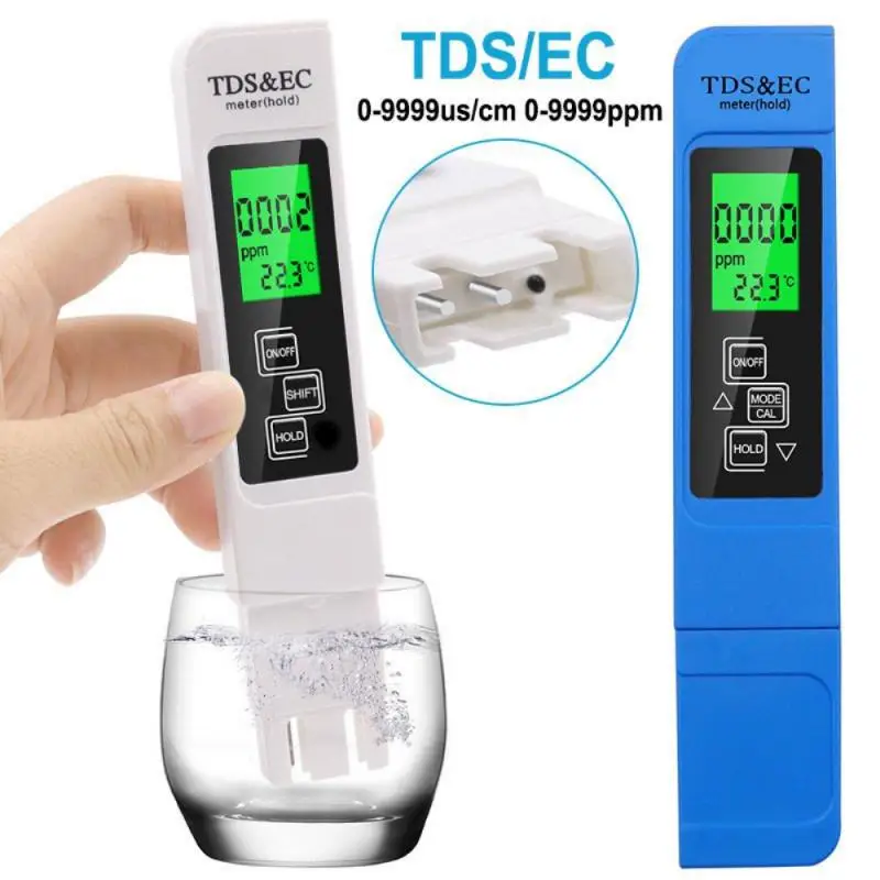 

3 IN 1 Digital Water Quality Tester TDS EC Meter Range 0-9990 Multifunctional Water Purity Temperature Meter TEMP PPM Tester