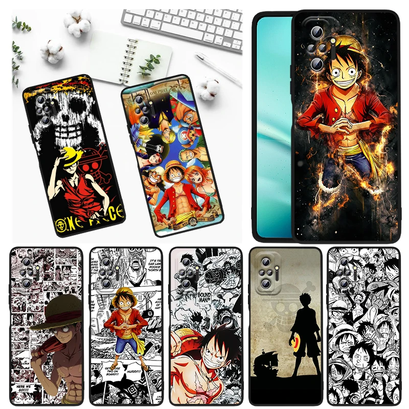 

One Piece Animation Cartoon For Xiaomi Redmi Note 11E 11S 11 11T 10 10S 9 9T 9S 8 8T Pro 5G 7 5 Black Soft Phone Case Funda
