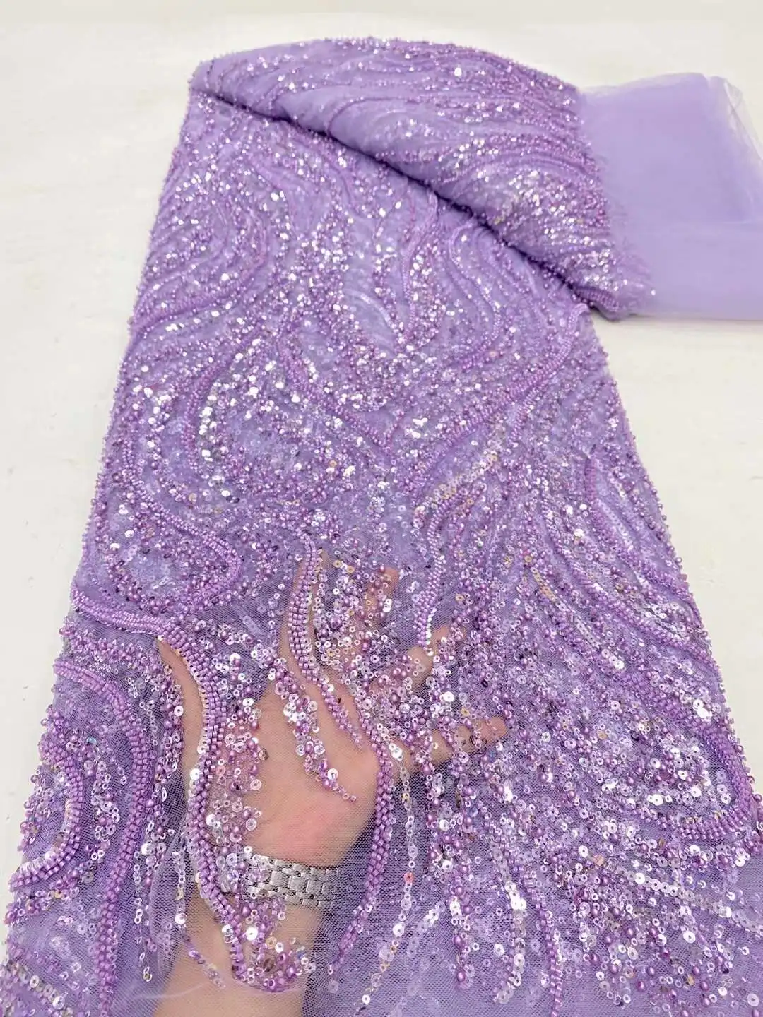 Африканская Тюлевая кружевная ткань с бусинами для женщин пошив вечерних