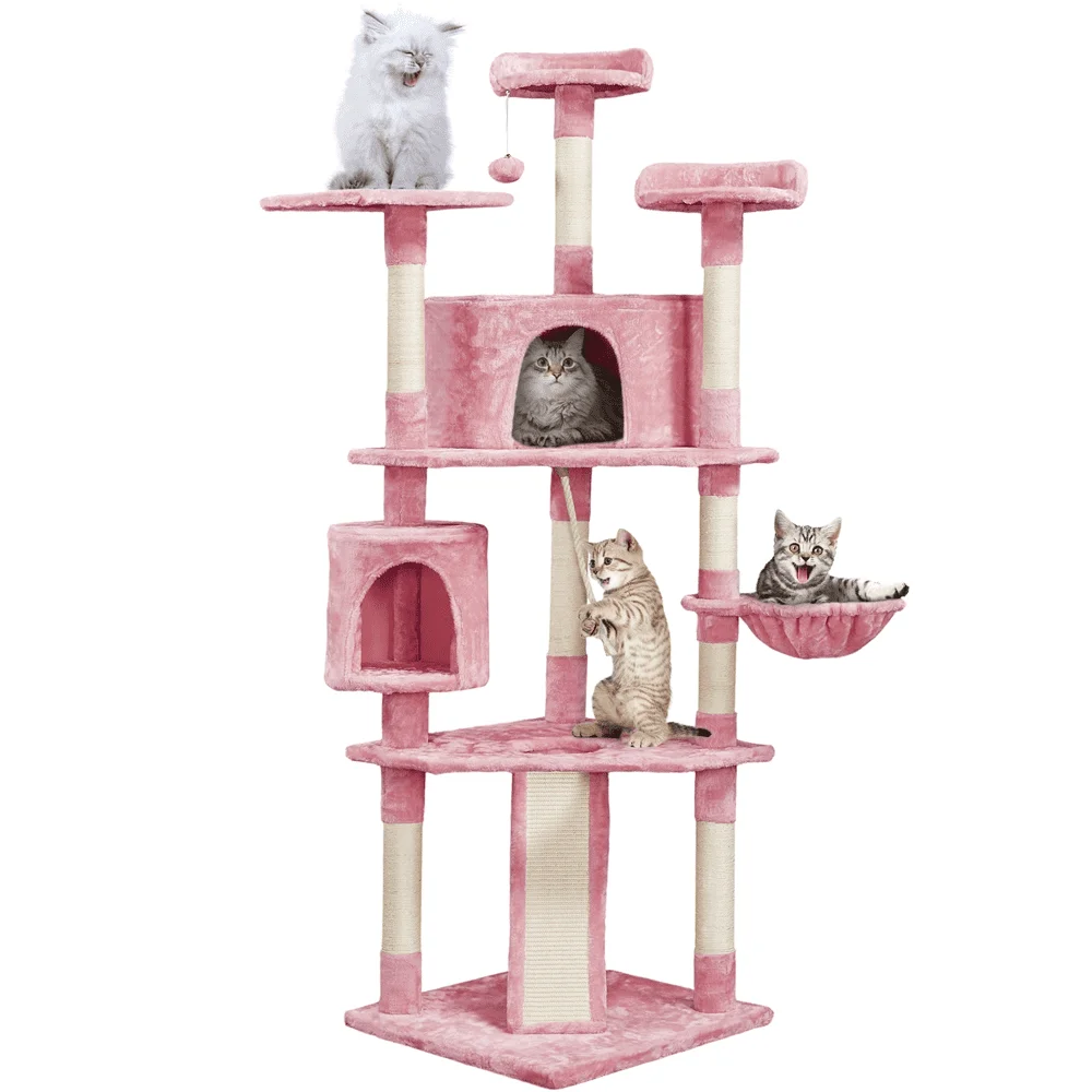 

79" Multilevel Cat Tree Condo Cat Tower, Pink, Cat Supplies, Cat Climbing Frame, Cat Toys, So That Cats Can Play Happily At Home