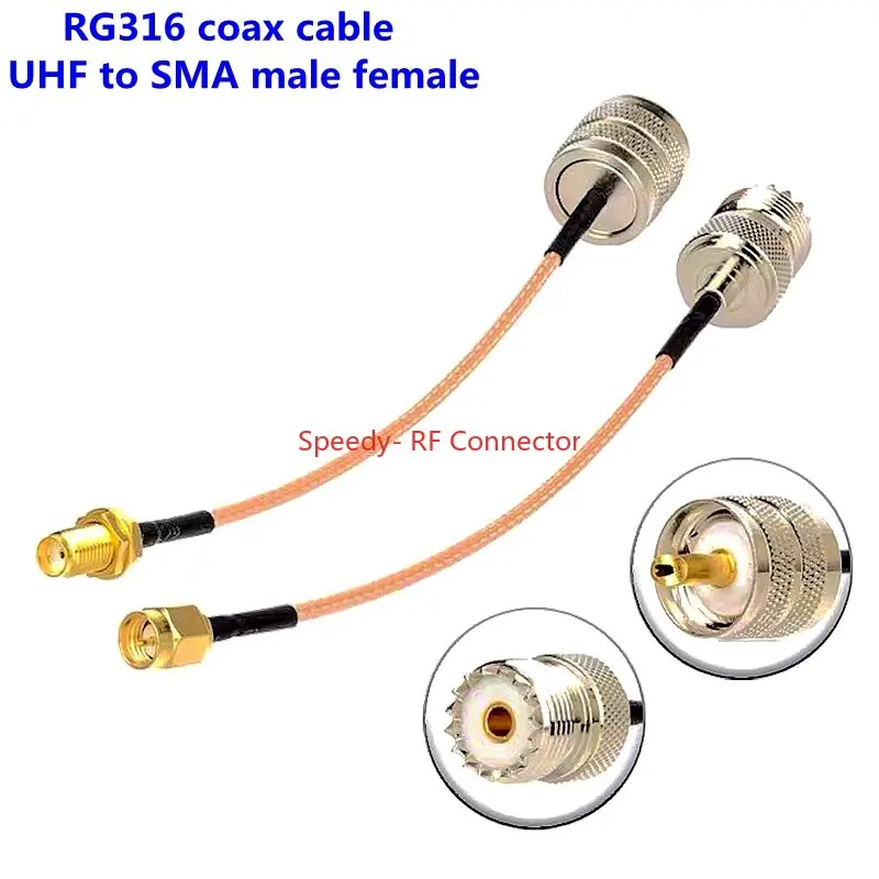 RG316 Coax Cable UHF PL259 SO239 To SMA Male Female Right Anlge Connector UHF To SMA Crimp for Cable Low Loss Fast Delivery RF