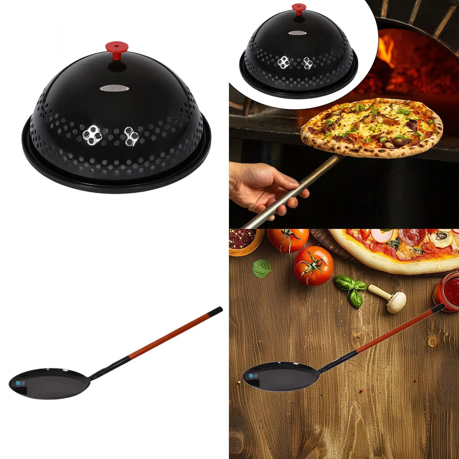 Pipoca Popper Tampa de Panela Redonda Panela de Fritura Esmalte Estoura Grãos Uso Exterior Panela de Pipoca Premium Máquina de Pipoca SEM AGITAR SEM MEXER Preto