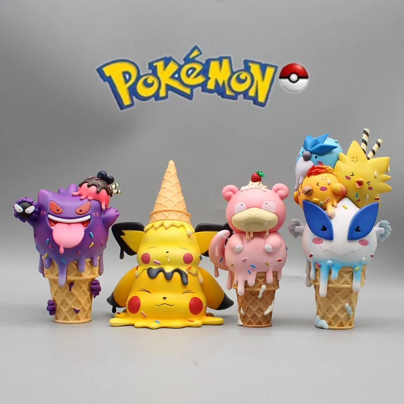 

Покемон Пикачу серия мороженого экшн-фигурки модель игрушка Bulbasaur Psyduck Slow Poke аниме Kawaii коллекционный орнамент детские подарки