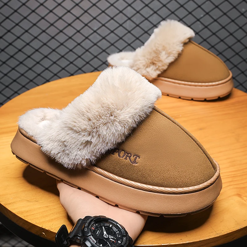Новинка зимние плюшевые меховые тапочки для мужчин и женщин ботинки простые