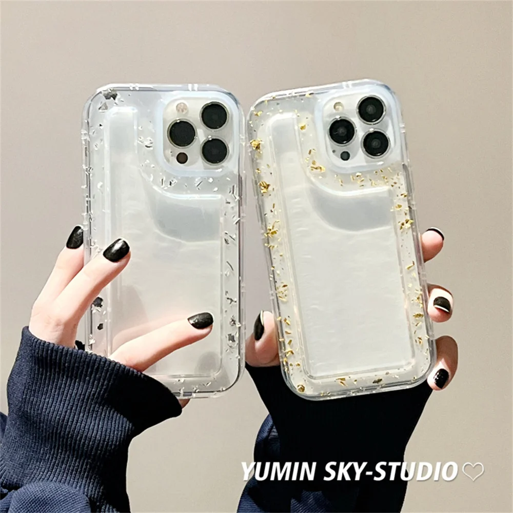 

Pink glitter gold foil air cushion phone case for iPhone13pro Apple 14/13/12/11 personalized transparent phone case