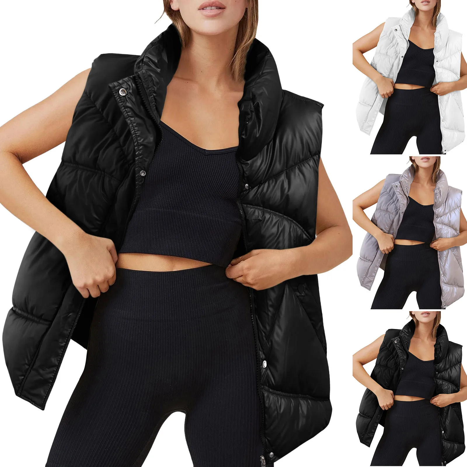 

Women Coat Autumn And Winter Down Padded Jacket Vest Short Shoulder Jacket 4x