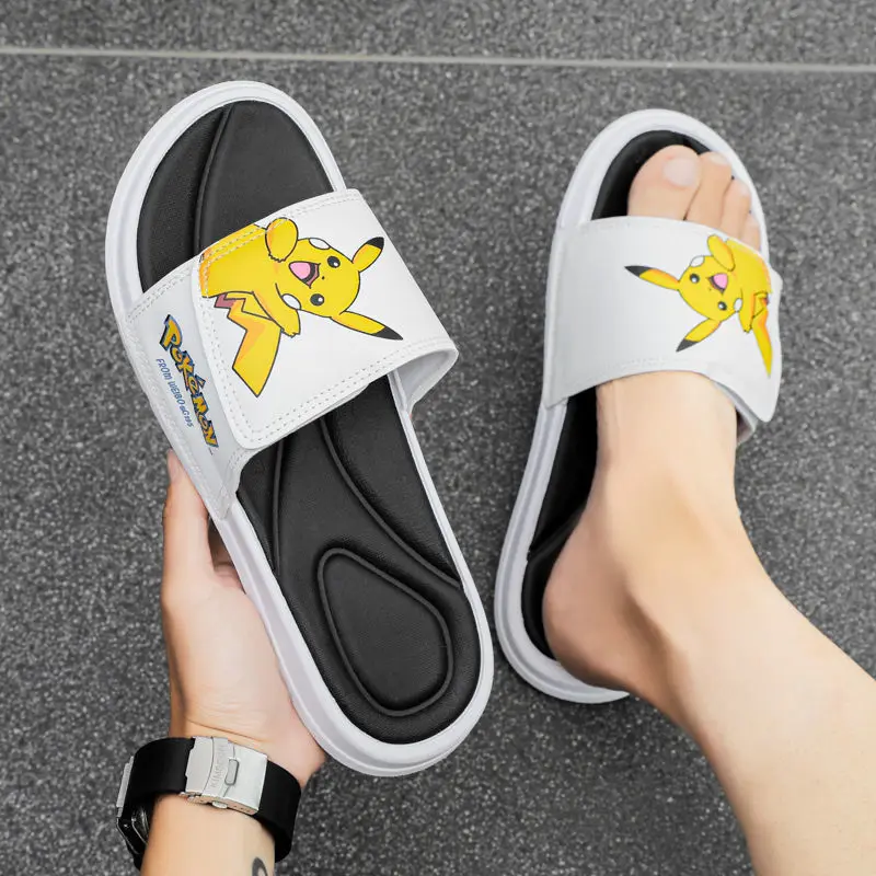 Anime Pokemon Pikachu Slippers Summer Boy's anti-skid Trend Soft Bottom Cartoon Velcro Children's Antiskid Bathroom Flip Flops |