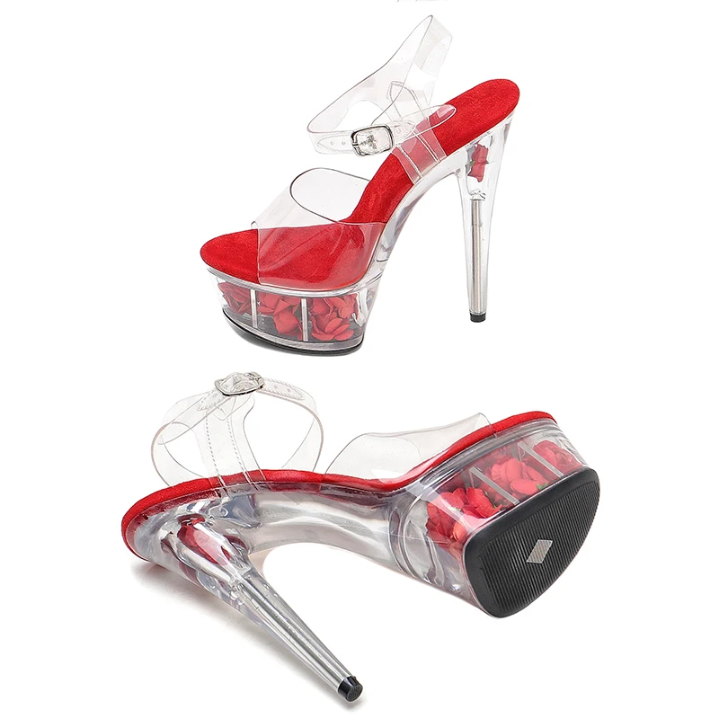 Leecab 6Inch/15cm High Heel Crystal Platform Party Sexy Clubbing Exotic Pole Dancing Dancer High Heels Sandals