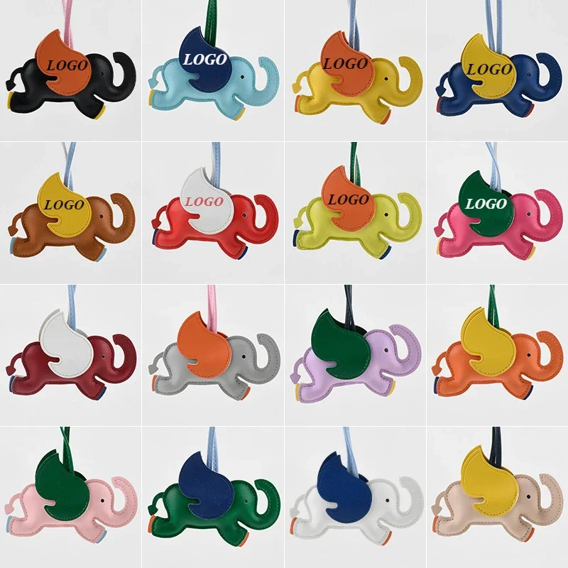 Пользовательский логотип милый красочный слон брелок из искусственной кожи