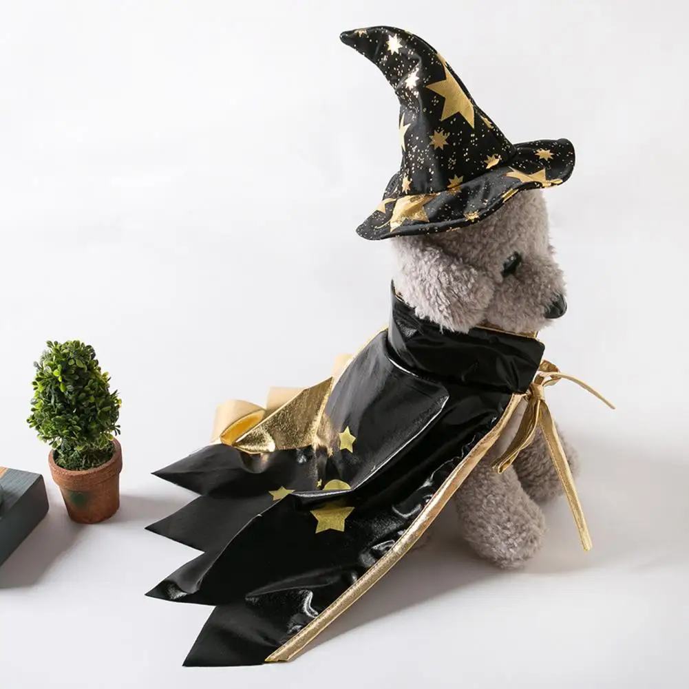 

Pet Witch Cape And Wizard Hat Set Cats Dogs Halloween Clothes for small dogs juguetes para perro