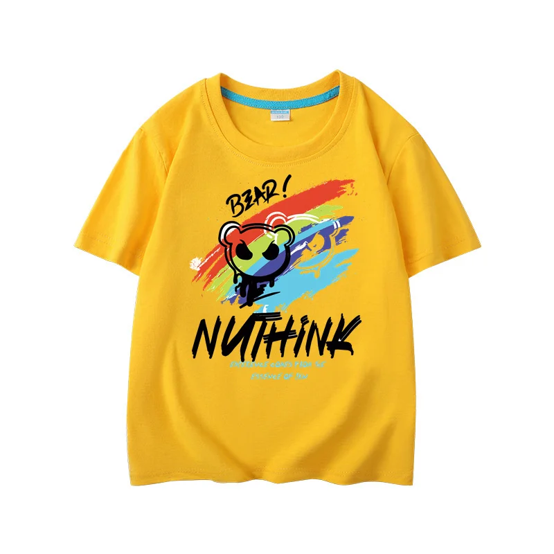 

Summer T-shirt For Boy/Girl Cartoon Bear Print Children's Clothing European and American Style Tops Baby Cotton Round Neck Tees