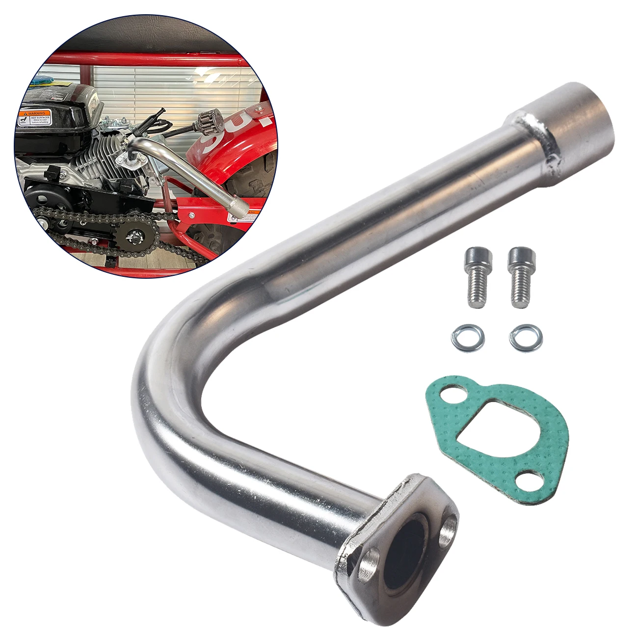 

Exhaust Pipe With Female Threaded For Predator 212cc 196cc GoKart Mini Bike For Honda GX160 GX200 For Coleman Powersports CT200U
