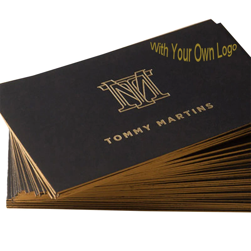 

Логотип на заказ, бумажная визитная карточка, печать тисненой Золотой штамповкой, черная бумага, спасибо, почтовая карта, печать визитных карманов
