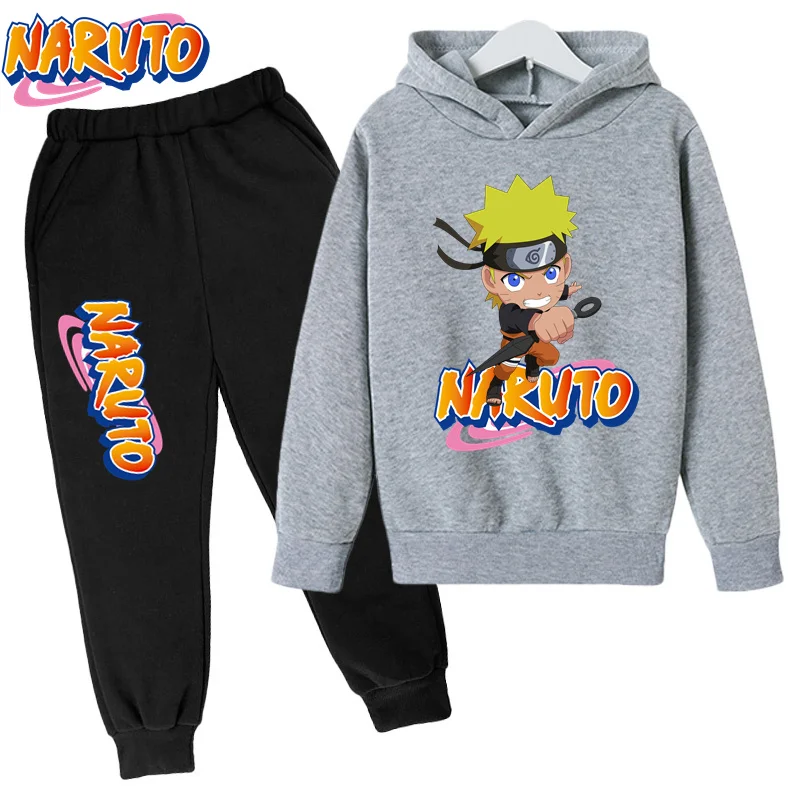 

2023 Naruto Hoodie Sports hoodie Set Spring Fall Kids hoodie + Pants 2 piece set teen cute 4-14Y Boys kids Girls Hoodie