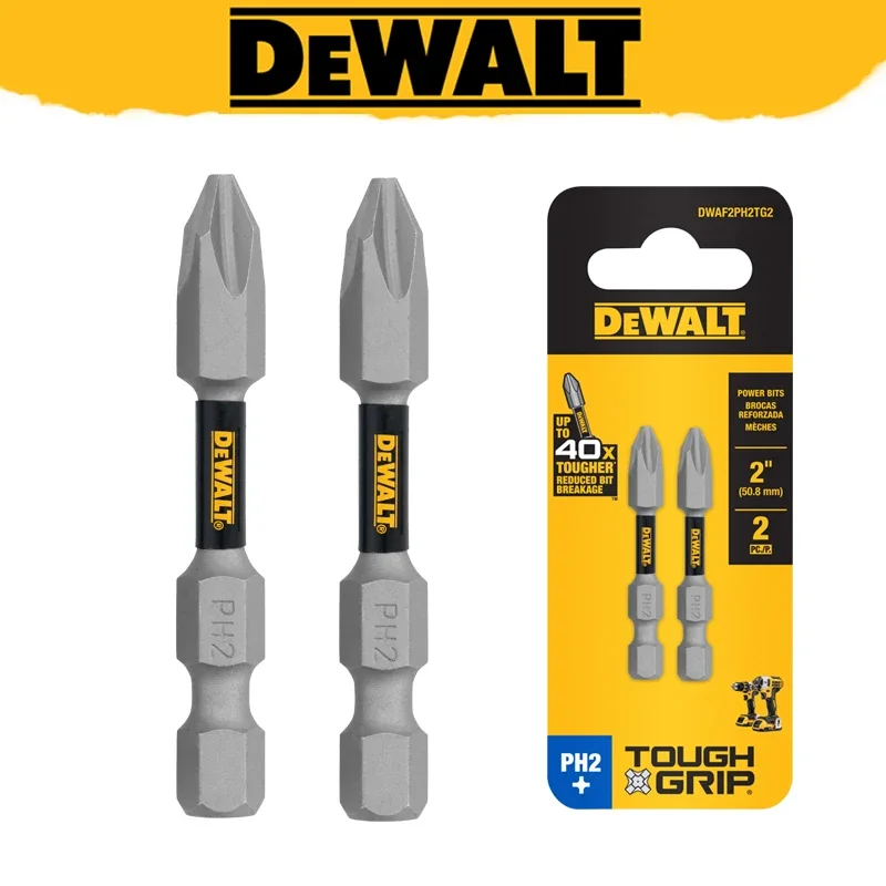 DEWALT TOUGHGRIP 2-дюймовая крестовая отвертка, 2 предмета из быстрорежущей стали, износостойкие биты высокой твердости, аксессуары для электроинструментов DWAF2PH2TG2