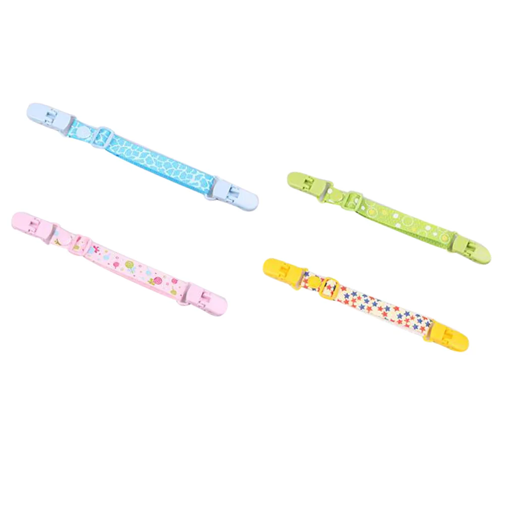 

4pcs Bib Clip Pattern Adjustable Practical Pacifier Clips for Boys Girls