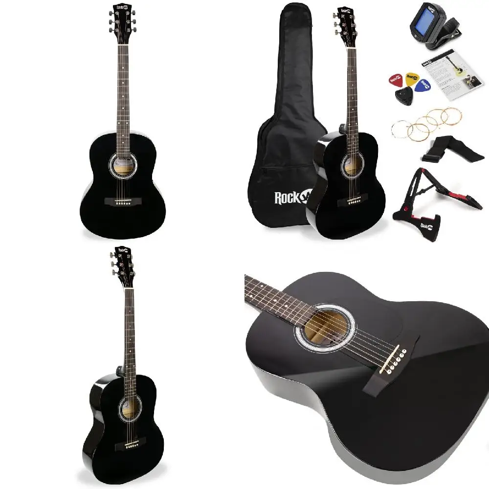 

Stunning Pro-Grade Full-Size Dreadnought Acoustic Guitar Kit with Guitar Tuner, Lessons, Bag & Stand.
