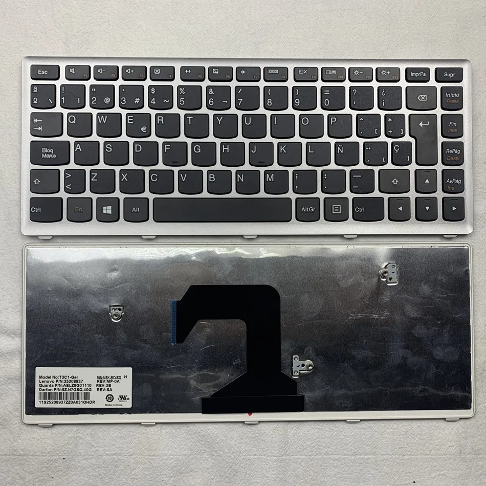 Клавиатура с испанской раскладкой для ноутбука Lenovo U410 Серебристая Рамка Φ PN 25208937