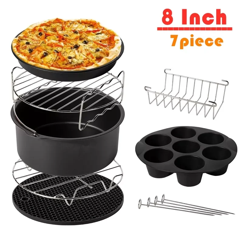 

7Pcs/Set High Quality 8 Inch Air Fryer Accessories For Gowise Phillips Cozyna And Secura Fit All Airfryer 5.3QT to 5.8QT