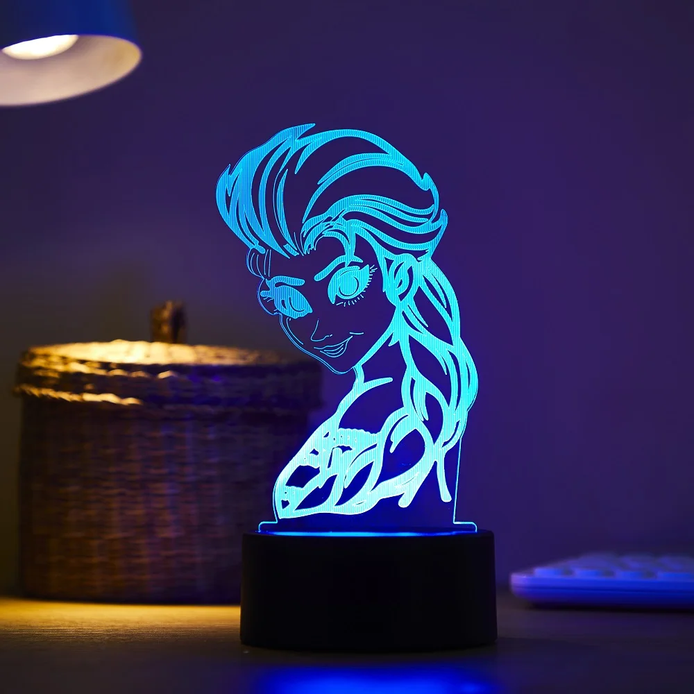 Disney Frozen Anime Lights 3D Night Light Clear Acrylic Base Lamp Sign Kids Room Party Decoration Acrylic Sheet Sold Separately